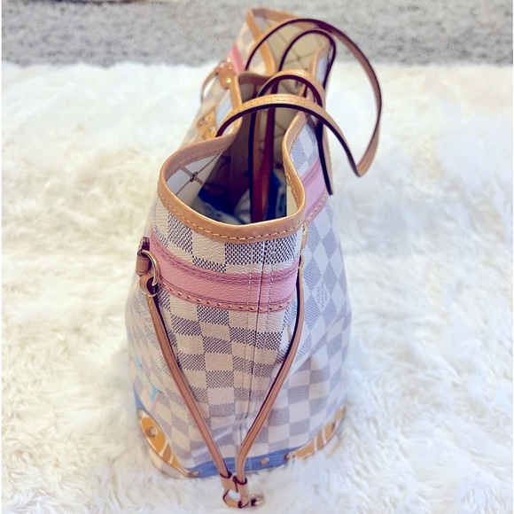 Limited Edition Louis Vuitton Damier Azur Summer Trunks Neverfull MM Tote/Wallet - Picture 2 of 16